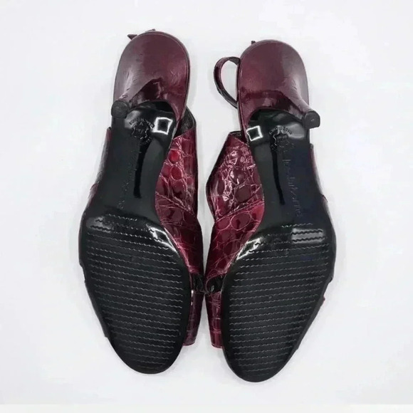 Vintage Liz Claiborne Garnet Crocodile Leather Slingback Pumps, 7.5 - Picture 7 of 8